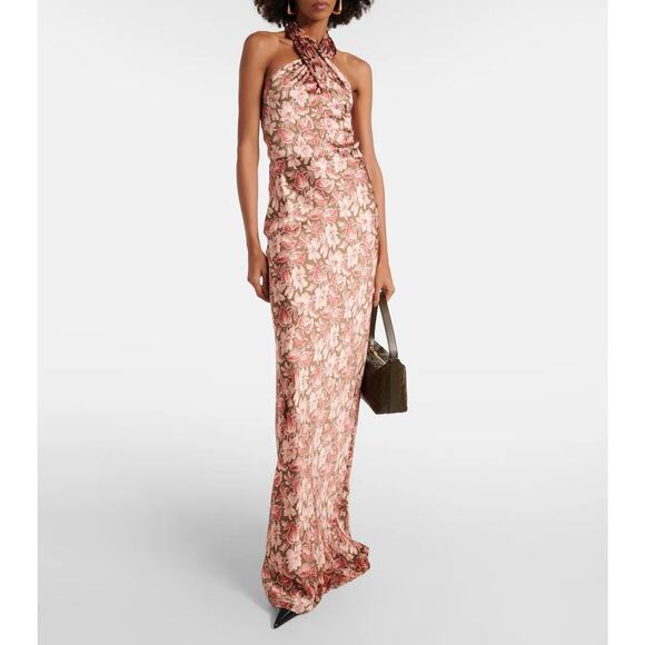 VERONICA BEARD Dresses & Skirts - VERONICA BEARD Alberta Halterneck Silk Blend Deep Ochre Multicolored Dress Sz 10